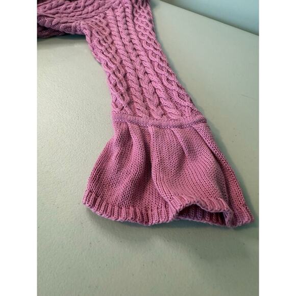 J. Jill Cardigan Sweater Size M Ruffle Front Cotton Cable Knit Pink - Picture 3 of 7